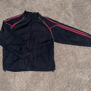 90s Vintage Red Striped Black Windbreaker
